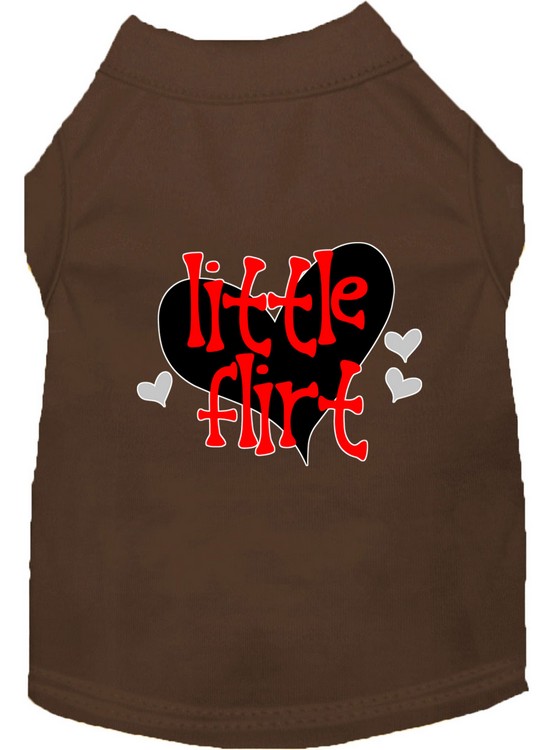 Little Flirt Screen Print Dog Shirt Brown XS